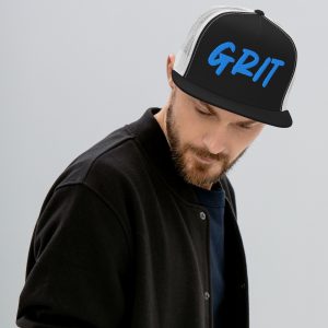 Mens Detroit Lions GRIT Trucker Hat black mesh adjustable
