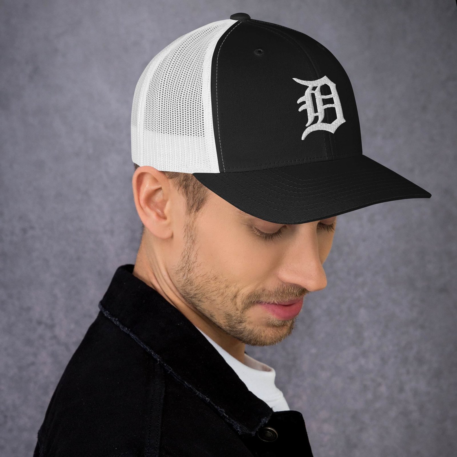 Men's Detroit Tigers 'Old English D' Mesh Back Trucker Cap - Image 6
