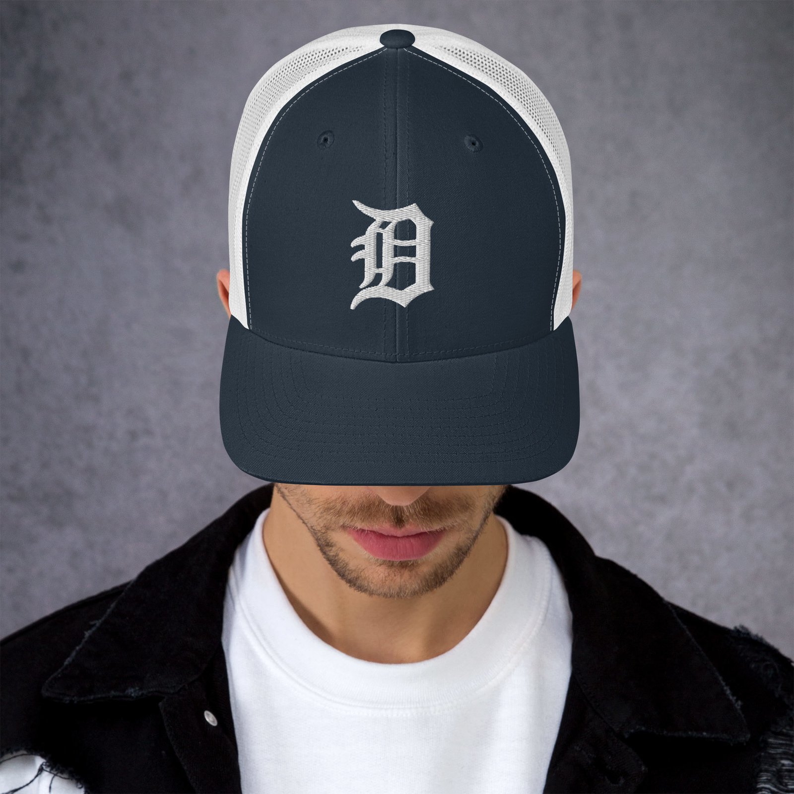 Men's Detroit Tigers 'Old English D' Mesh Back Trucker Cap - Image 10