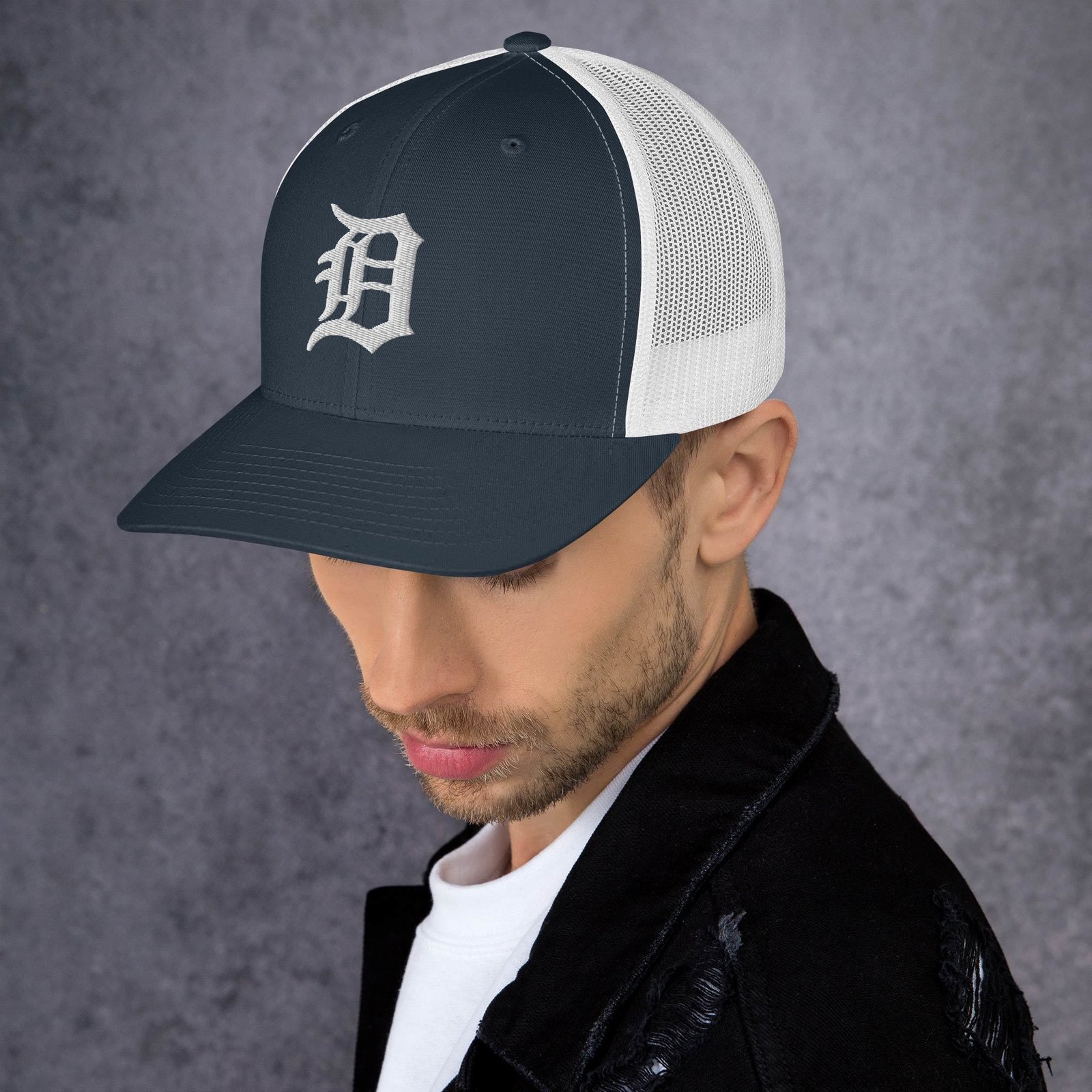 Men's Detroit Tigers 'Old English D' Mesh Back Trucker Cap - Image 11