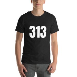 313 Detroit t-shirt in black, front view