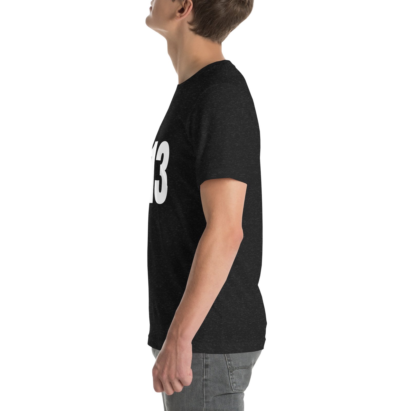 313 Detroit t-shirt in black heather, left side view