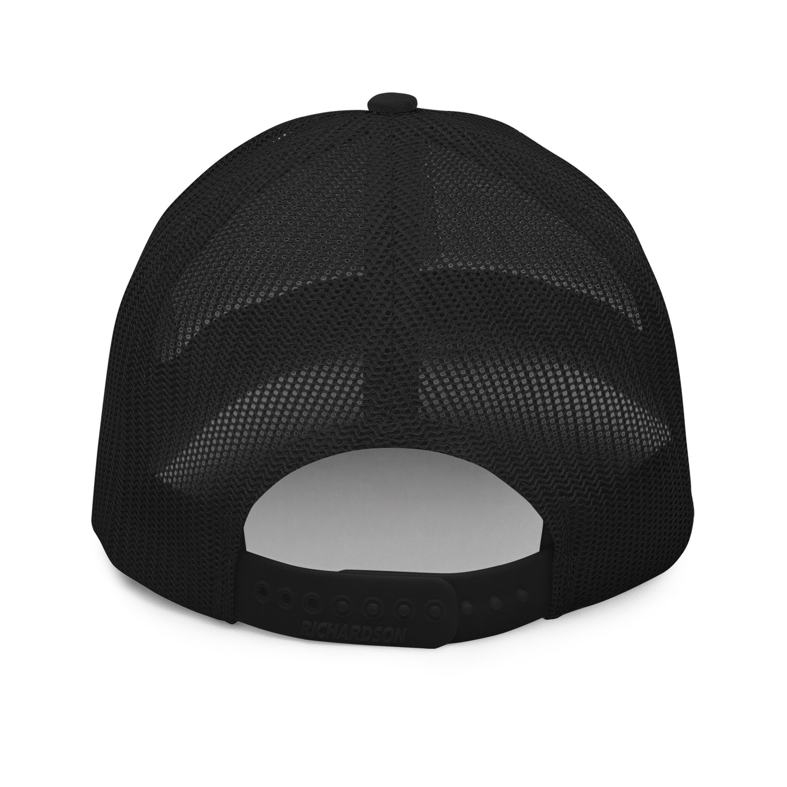 Detroit French spelling trucker hat in black, back view